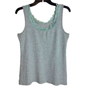 Y2K Top Lace Trim Cami Tank Dots Fairy Grunge Bella L Canyon River Blue